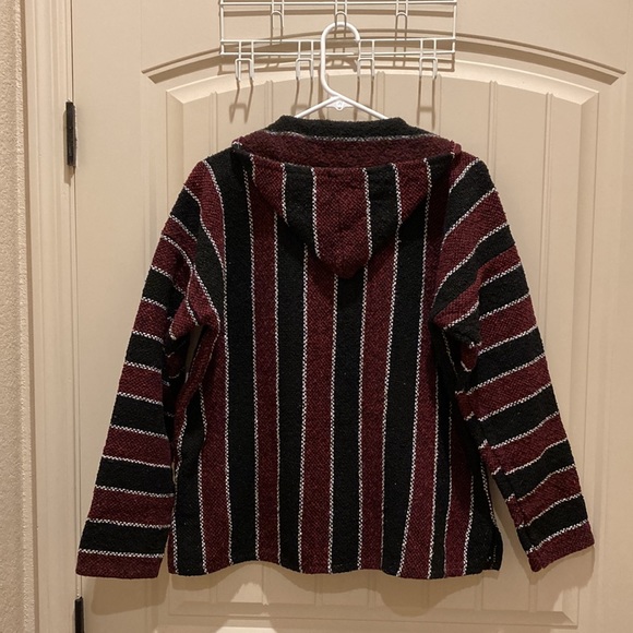 Art Maz Unisex Boho Hippie Mexican Pullover Drug Rug Poncho Hoodie Jacket Sz L - Picture 6 of 6